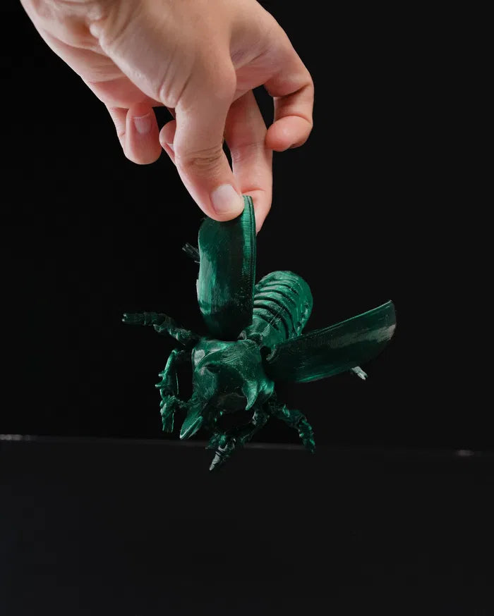 Articulated Unicorn Beetle – Poseable Fantasy Insect Figurine