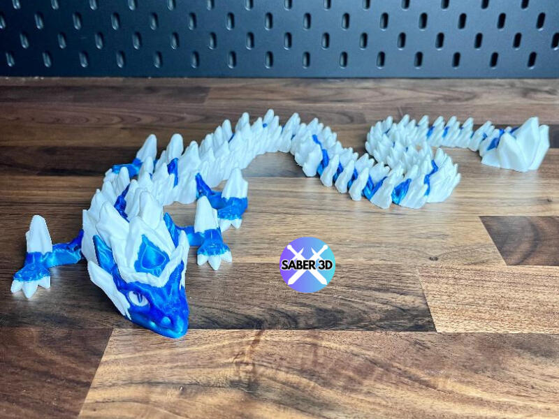 Ice Dragon Figurine – Handcrafted Articulated Blue & White Dragon Sculpture for Collectors & Fantasy Fans