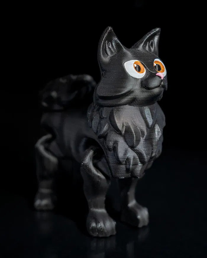 Articulated Fluffy Kitten Figurine – Poseable Cat Toy | Collectible Desk Model