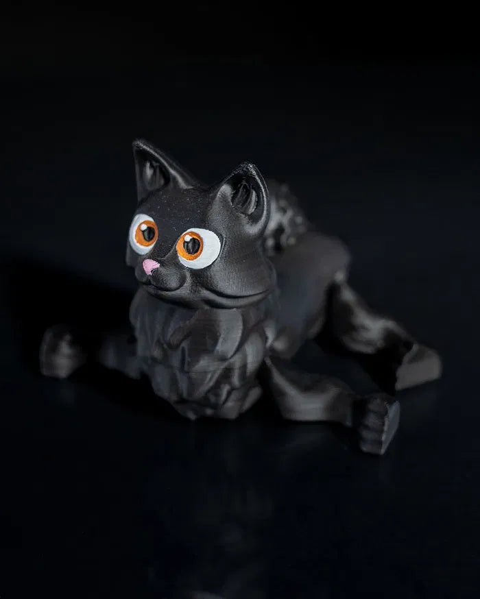 Articulated Fluffy Kitten Figurine – Poseable Cat Toy | Collectible Desk Model