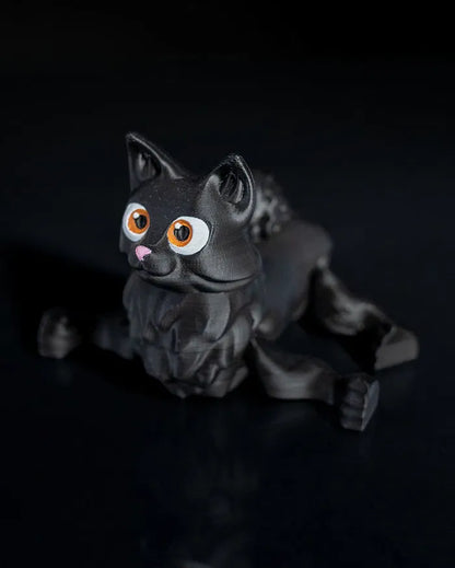 Articulated Fluffy Kitten Figurine – Poseable Cat Toy | Collectible Desk Model
