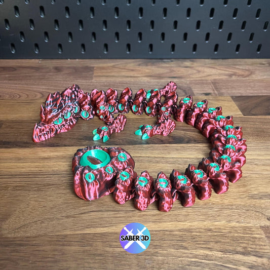 Cursed Dragon Figurine – Handcrafted Red & Green Dragon Sculpture for Collectors & Fantasy Lovers