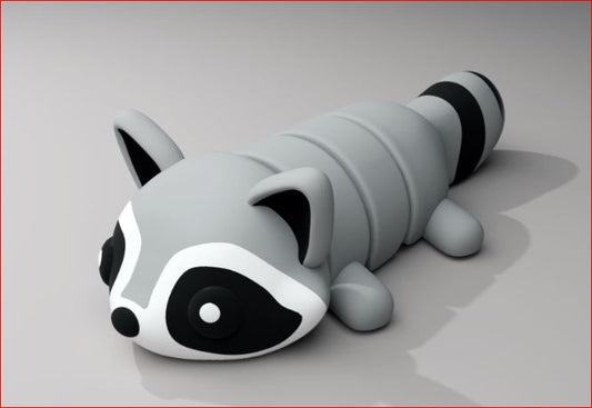 Cute Flexi Pets Raccoon – 3D Printed Articulated Keychain & Magnet, Collectible Toy Gift