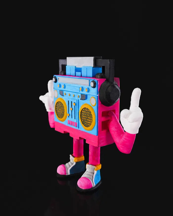 Articulated Boombox Figurine – Retro 80s Collectible Music Toy | Poseable Desk Model