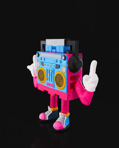 Articulated Boombox Figurine – Retro 80s Collectible Music Toy | Poseable Desk Model