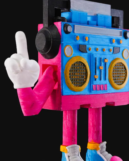 Articulated Boombox Figurine – Retro 80s Collectible Music Toy | Poseable Desk Model