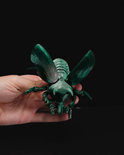 Articulated Unicorn Beetle – Poseable Fantasy Insect Figurine