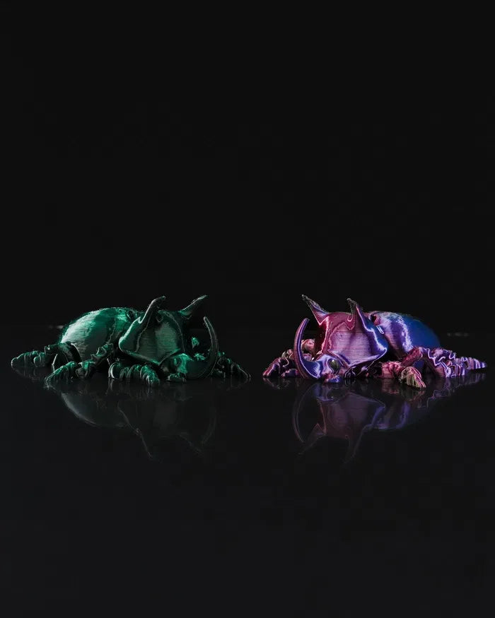 Articulated Unicorn Beetle – Poseable Fantasy Insect Figurine