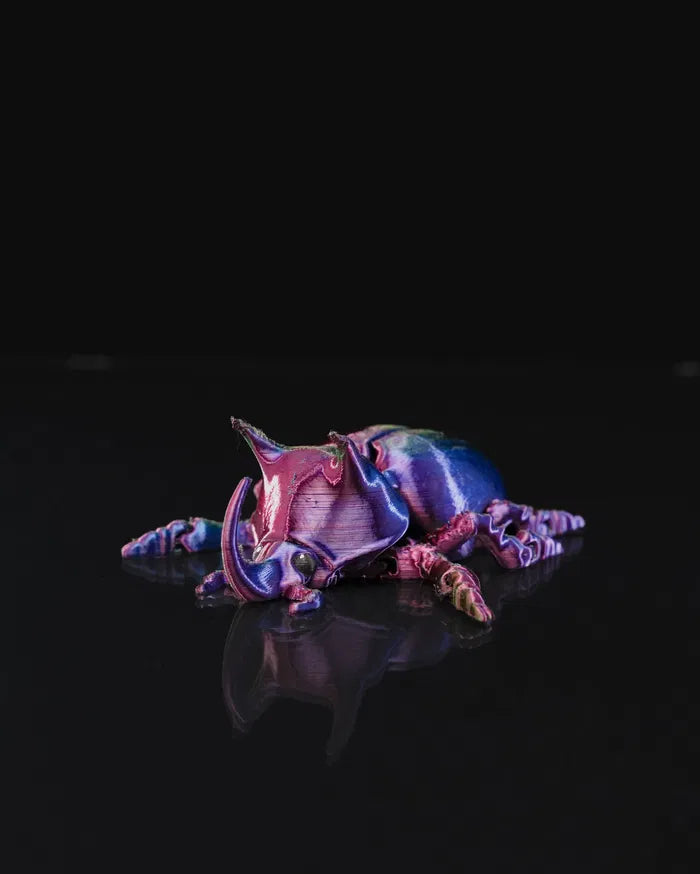 Articulated Unicorn Beetle – Poseable Fantasy Insect Figurine