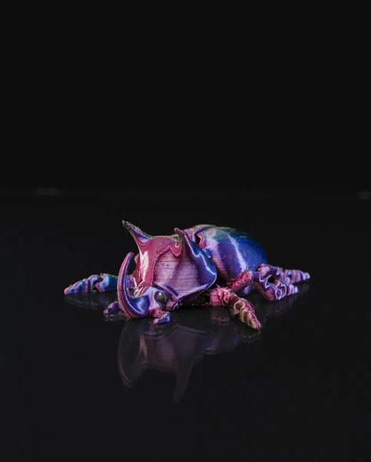 Articulated Unicorn Beetle – Poseable Fantasy Insect Figurine