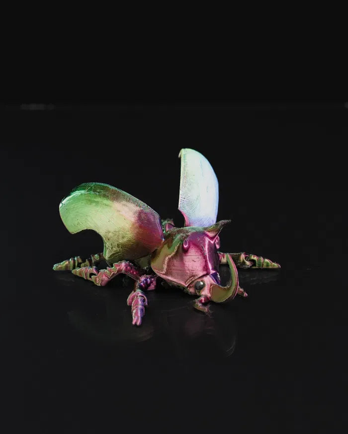 Articulated Unicorn Beetle – Poseable Fantasy Insect Figurine