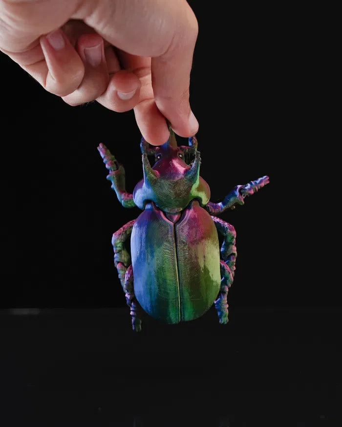 Articulated Unicorn Beetle – Poseable Fantasy Insect Figurine