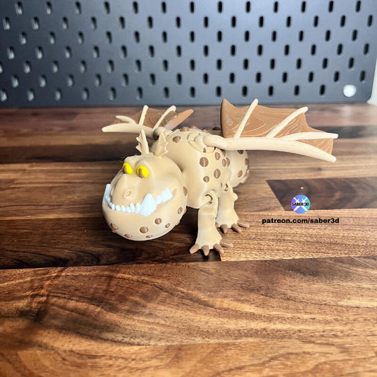 FlexiMeatlug 3D Printed Dragon Toy – Flexible PLA Collectible Figure | Poseable Fantasy Model