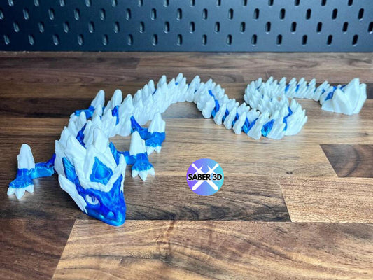 Ice Dragon Figurine – Handcrafted Articulated Blue & White Dragon Sculpture for Collectors & Fantasy Fans