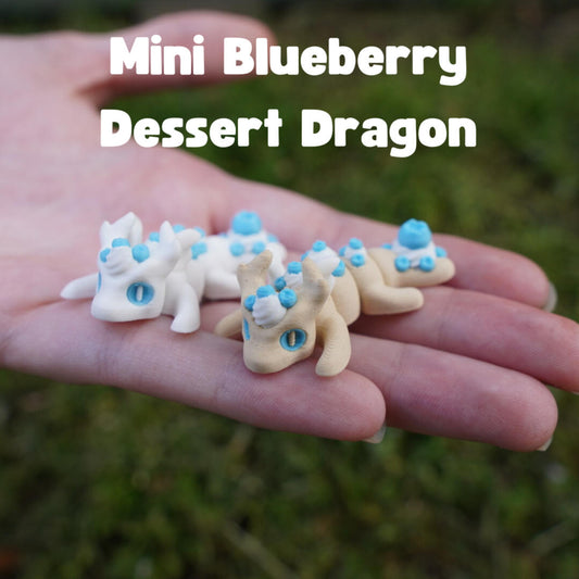 Mini Blueberry Dessert Dragon – Cute Collectible Fantasy Figurine | Handmade Dragon Decor