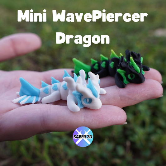 Mini WavePiercer Dragon – 3D Printed Collectible Toy | PLA Fantasy Ocean Dragon Figurine