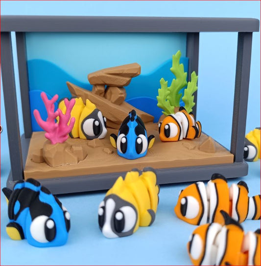 Flexi Clownfish – 3D Printed Articulated Fish, Print-in-Place Ocean Collectible