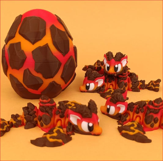 Flexi Mini Lava Dragon Egg – Articulated 3D Printed Toy, Fidget & Collectible Gift