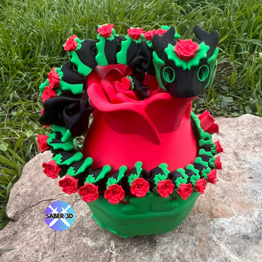 Rose Dragon – Articulated 3D Printed Fantasy Dragon Toy | Rose-Themed Collectible Figurine
