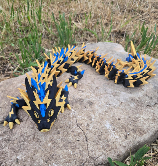 Thundershard Dragon – Articulated Lightning Dragon Figurine | 3D Printed Collectible Toy