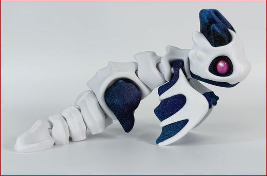 Marrow the Dragon – White 3D Printed Articulated Dragon, Collectible Toy & Desk Companion